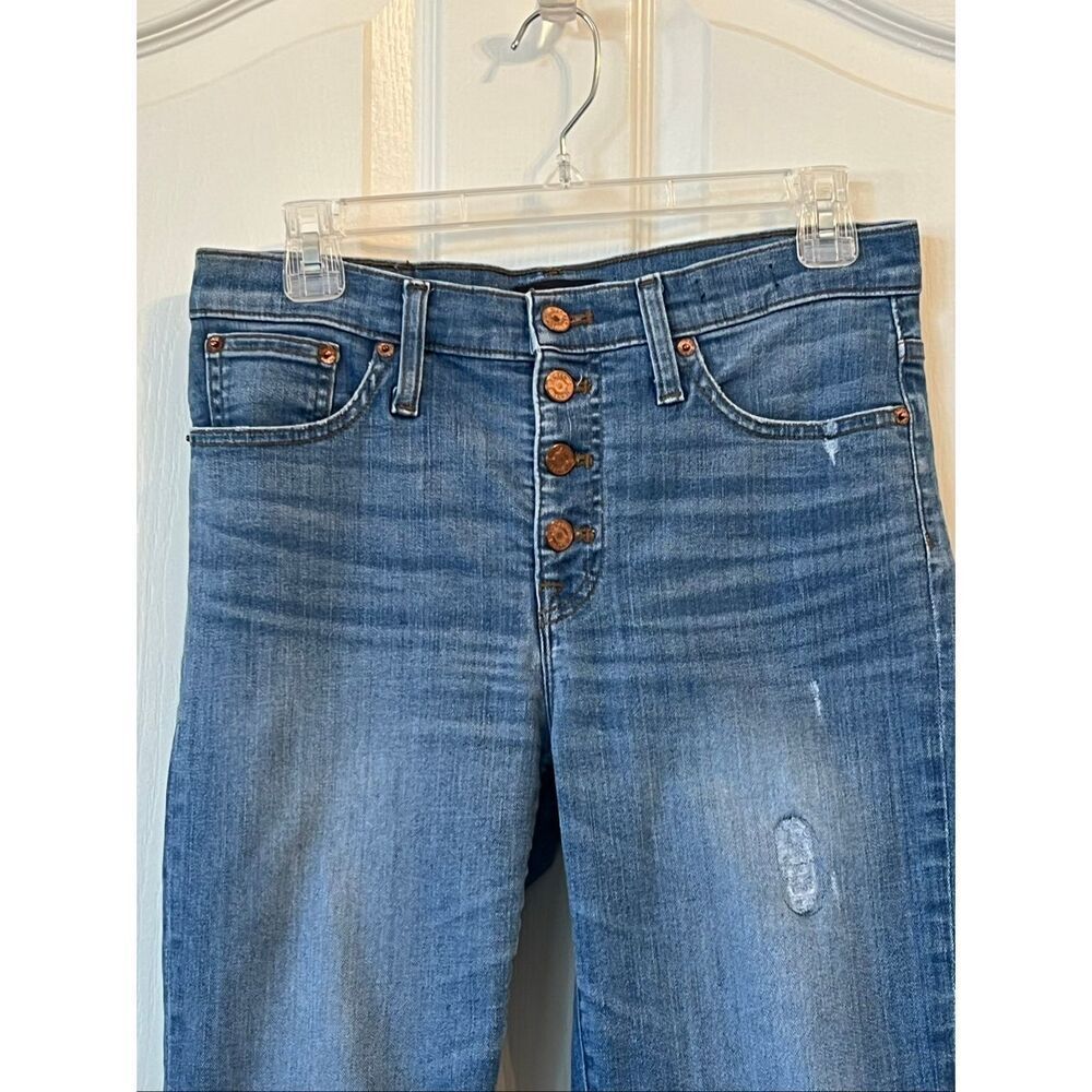 J.Crew Toothpick Skinny Jeans High Rise Distressed Blue Denim Size 29